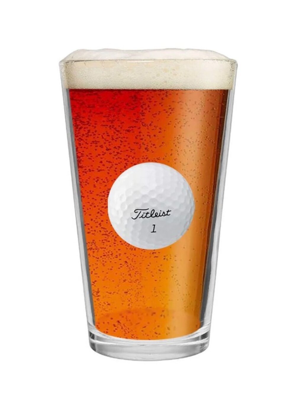 ⛳🍺 NEW BenShot Golf Ball Pint Glass 16 oz Real Titleist Golf Ball USA ⛳🍺